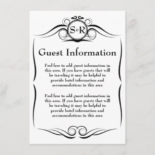 Recepción Elegante Tarjeta de información de Monograma