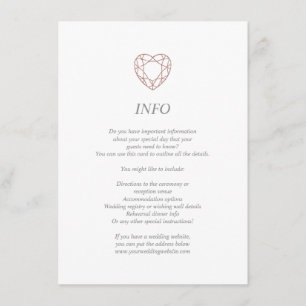 Recepción Elegante tarjeta de información/detalles del coraz