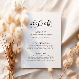 Recepción Elegante tarjeta de información para bodas de cali