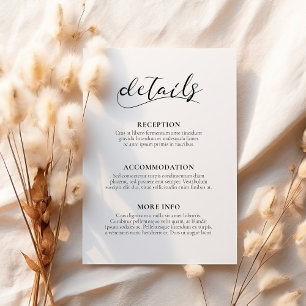 Recepción Elegante tarjeta de información para bodas de cali