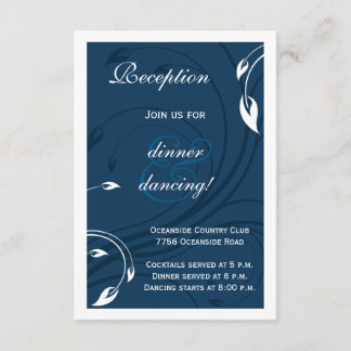 Recepción Elegante tarjeta de inserción de Boda blanco azul