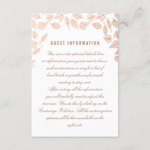 Recepción Elegante tarjeta de inserción de Boda de cobre de 