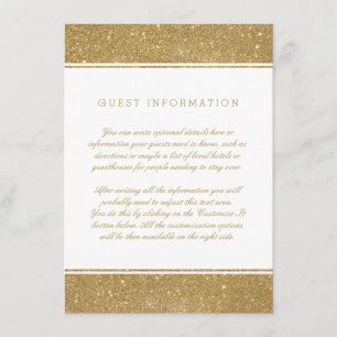Recepción Elegante tarjeta de inserción de Boda de Purpurina