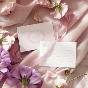Recepción Elegante tarjeta de receta romántica de ducha de n