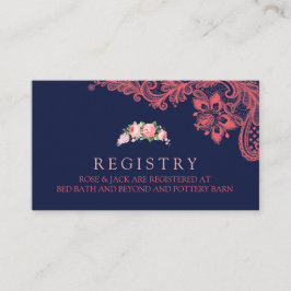 Recepción Elegante tarjeta de registro de Bodas de la Marina