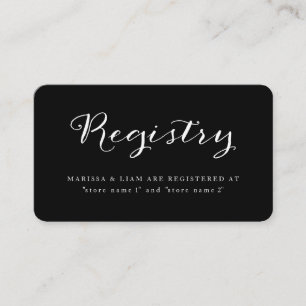Recepción Elegante tarjeta de registro en blanco y negro