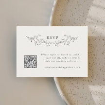 Elegante tarjeta de respuesta de boda con código Q