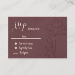 Recepción Elegante tarjeta de respuesta floral granate