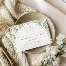 Elegante tarjeta de RSVP de boda con arco floral d