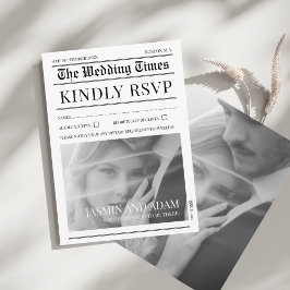 Recepción Elegante Tarjeta de RSVP de Boda en Blanco y Negro