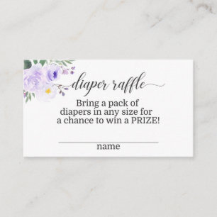 Recepción Elegante Tarjeta Raffle de Diaper Floral Púrpura