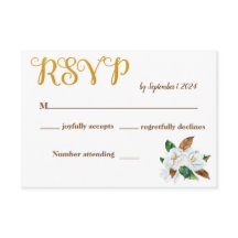 Elegante Tarjeta RSVP de boda de Magnolia