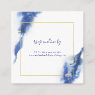 Recepción Elegante tarjeta RSVP de Boda de Mármol Azul Ombre