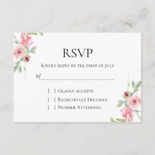 Recepción Elegante tarjeta RSVP de boda floral rosa