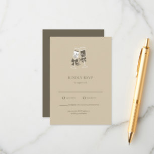 Recepción Elegante Tarjeta RSVP de Boda Verde de Arena