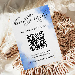Recepción Elegante tarjeta RSVP de casquería azul de estilo