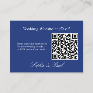 Recepción Elegante Tarjeta RSVP de código QR azul oscuro