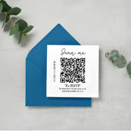 Recepción Elegante tarjeta RSVP de código QR Wedding, respue