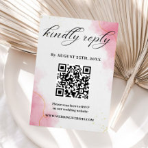 Elegante tarjeta RSVP de color de agua rosa modern