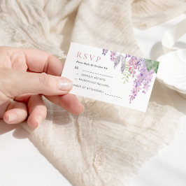 Recepción Elegante Tarjeta RSVP de Flores de Wisteria Púrpur