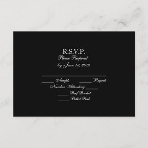 Recepción Elegante tarjeta RSVP de matrimonio formal en blan