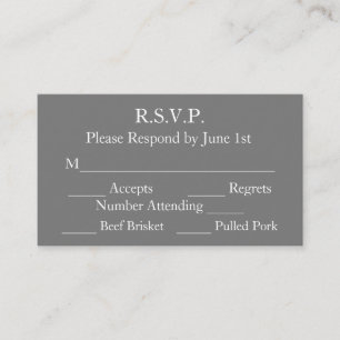 Recepción Elegante tarjeta RSVP de matrimonio formal gris y