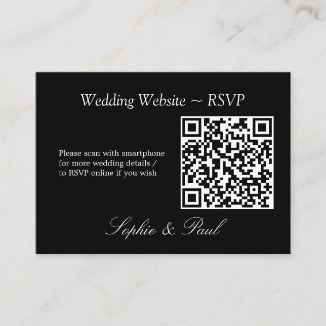 Recepción Elegante tarjeta RSVP del sitio web de código QR b (Anverso)