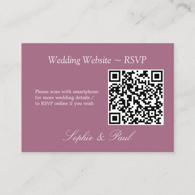 Recepción Elegante tarjeta RSVP del sitio web de código QR d (Anverso)