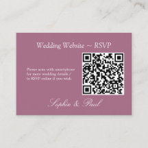 Elegante tarjeta RSVP del sitio web de código QR d