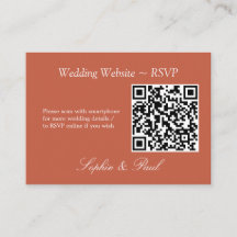 Elegante tarjeta RSVP del sitio web de código QR d