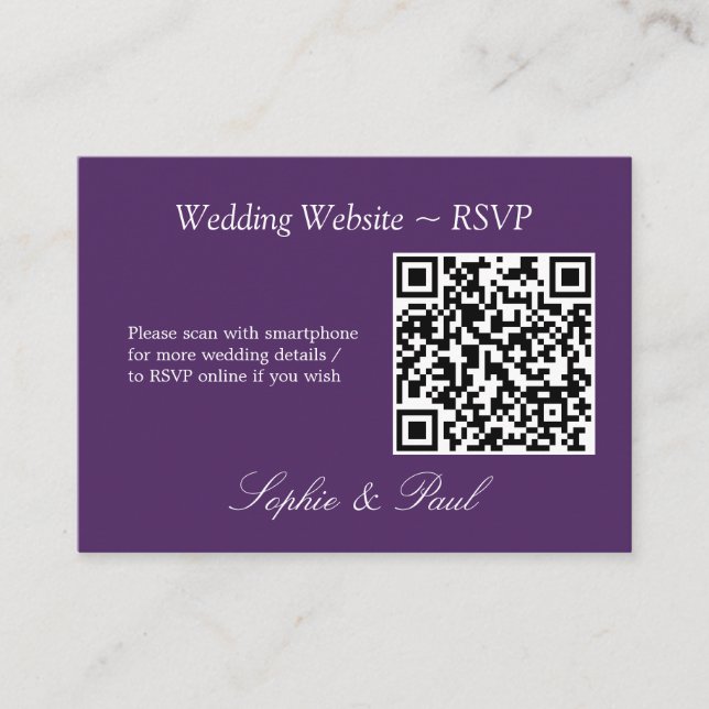 Recepción Elegante Tarjeta RSVP del sitio web de código QR m (Anverso)