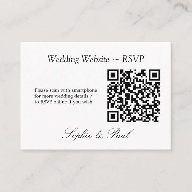 Recepción Elegante tarjeta RSVP del sitio web de código QR M (Anverso)