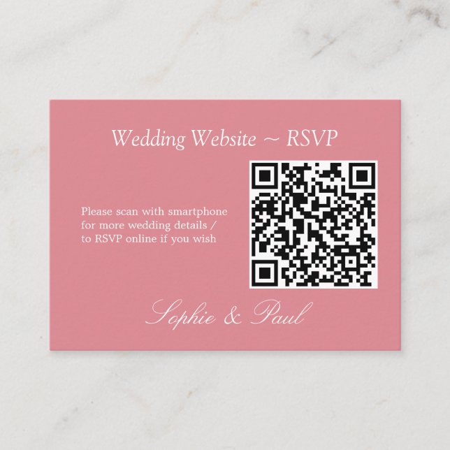 Recepción Elegante tarjeta RSVP del sitio web de código QR r (Anverso)