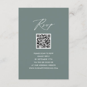 Recepción Elegante Verde Salvia Moderno Tarjeta de RSVP de B