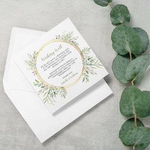 Recepción Elegante Verde Y Tarjeta De RSVP De Boda Con Marco