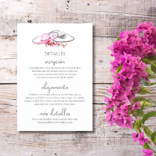 Recepción Español Tarjeta de Detalles Boda Hacienda Boho