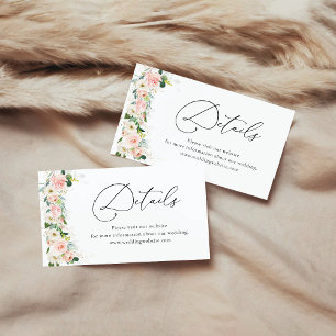 Recepción Ethereal Rubor Pink Roses Details Tarjeta de gabin