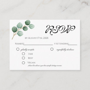 Recepción Eucalyptus Greenery Elegante Tarjeta de Gabinete R