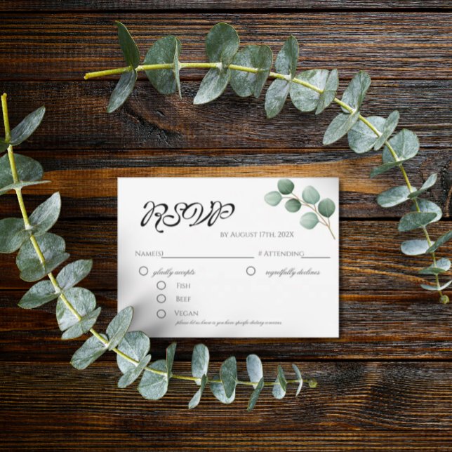 Recepción Eucalyptus Greenery Elegante Tarjeta de Gabinete R (Subido por el creador)