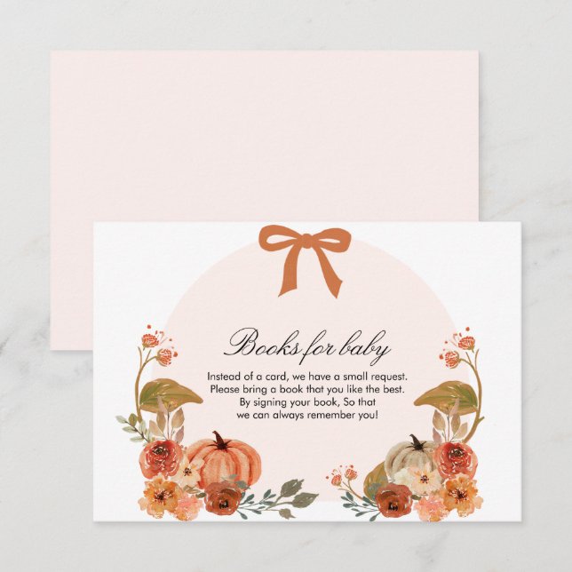 Recepción Fall Bow Boho Pumpkin Babyducha Tarjeta de cierre (Anverso / Reverso)