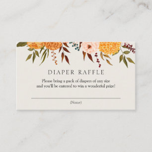 Recepción Fall Florals Mamáes Diaper Raffle Tarjeta de Gabin