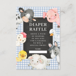 Recepción Farm Animals Shower Diaper Raffle Tarjeta de Gabin