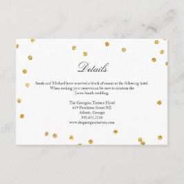 Recepción Faux Gold Sparkle Confetti Boda tarjeta de detalle