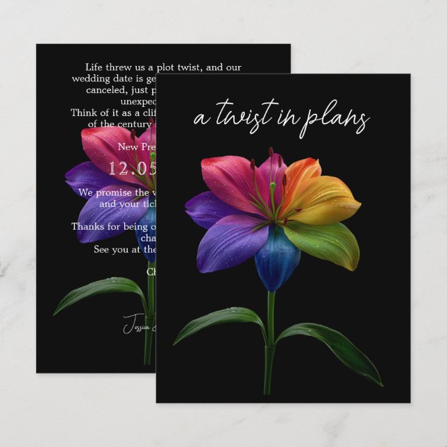 Recepción Fecha de la boda CAMBIO Tarjeta de Encierre (Anverso / Reverso)