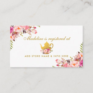 Recepción Fiesta de té de novia Gold Tarjeta de inserción de