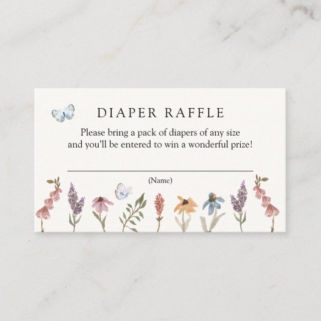 Recepción Flor de mariposa Jardín Diaper Raffle tarjeta de i (Anverso)