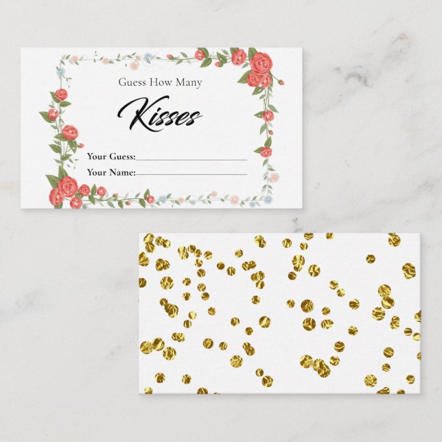 Recepción Floral Cuántas Besas Tarjeta De Alojamiento De Nov (Anverso / Reverso)