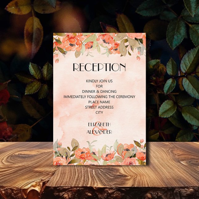 Recepción floral de acuarela chic (Watercolor Floral Wedding Reception Enclosure Cards)