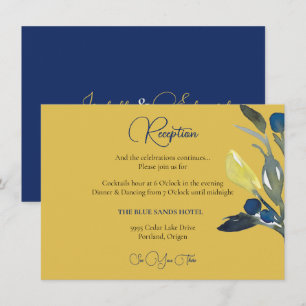 Recepción floral de acuarela elegante de azul mari
