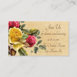 Recepción floral de rosas rojas y amarillas vintag